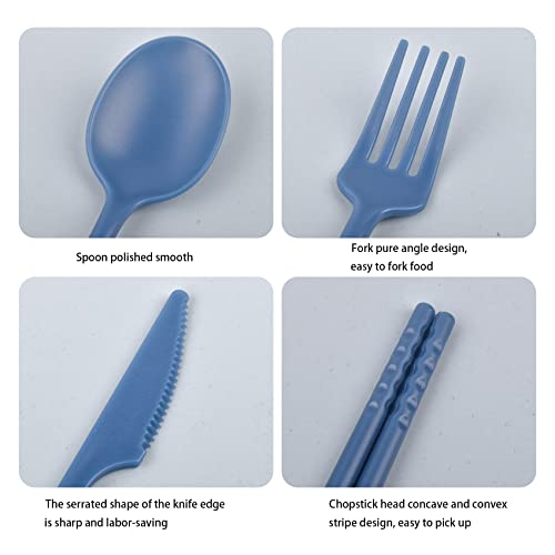 Reusable Utensils Set with Case, Plastic Travel Utensils, 1 Sets Plastic Spoons and Forks Set for Lunch Box, Picnic, Travel, Camping (Blue) - color: Blue