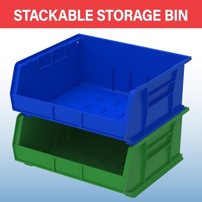 Akro-Mils 30250 AkroBins Plastic Storage Bins, Space-Saving Stackable Bins for Garage, Pantry, Craft Organization, 15" x 16" x 7", Black, 6-Pack - color: Black