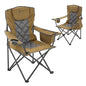 ARROWHEAD OUTDOOR 2-Pack Portable Deluxe Folding Camp Quad Chair w/Headrest, Glass & Cup Holders, Armest 6-can Cooler, Heavy Duty Carry Bag, 550 lbs Weight Capacity - color: Brown 2pack