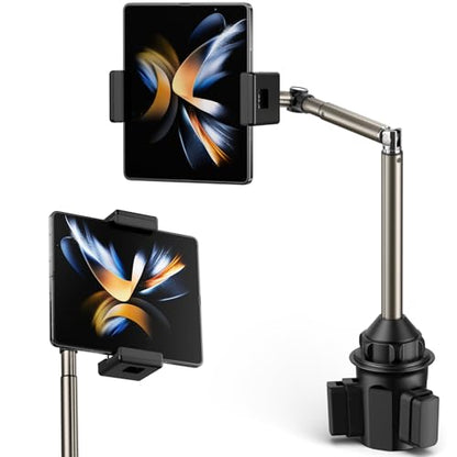 JSAUX Cup Holder Universal Mount for Foldable Phone, Car Truck Cradle Compatible With iPad Mini, Samsung Galaxy Z Fold 6/5/4, Pixel 9 Pro, Xiaomi Mix Fold 4/3/2 - color: FlexMount