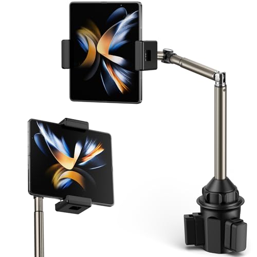 JSAUX Cup Holder Universal Mount for Foldable Phone, Car Truck Cradle Compatible With iPad Mini, Samsung Galaxy Z Fold 6/5/4, Pixel 9 Pro, Xiaomi Mix Fold 4/3/2 - color: FlexMount