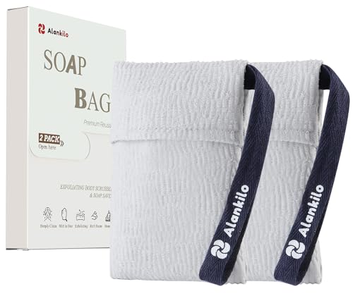 2 Pieces Soap Bags for Soap Bars, Exfoliating Soap Saver Bags, Foaming Bar Soap Pouches for Use in Baths or Showers (White) - style: White