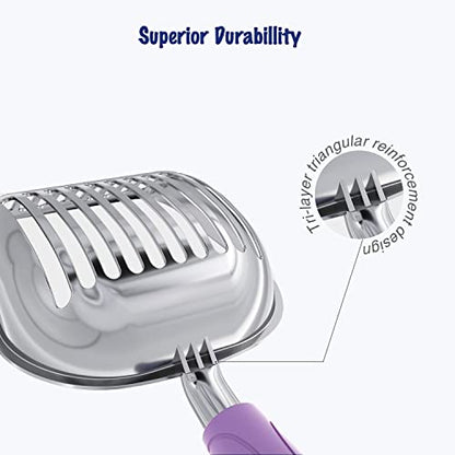 WePet Cat Litter Scoop, Aluminum Alloy Sifter, Kitty Metal Scooper, Deep Shovel, Long Handle, Poop Sifting, Kitten Pooper Lifter, Durable, Heavy Duty, for Litter Box - color: POLISHED Aluminum \ #07 Violet Handle, size: Small