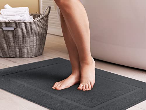 Utopia Towels Cotton Banded Rug, Bath Mats, Not a Bathroom Rug, 21 by 34 Inches, 100% Ring Spun Cotton, Highly Absorbent Shower Bathroom Floor Mat, Grey, 2 Pack - color: Grey