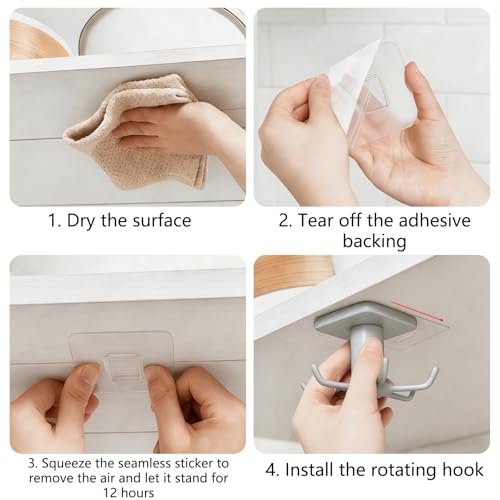 Grey Under Cabinet Kitchen Utensil Hook, 360° Rotating Utensils Hanger Hook for Kitchen and Bathroom Hanging Rack for Tools/Towel/Knife/Scoop - color: Grey-1 PCS