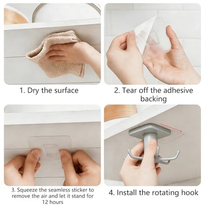 Grey Under Cabinet Kitchen Utensil Hook, 360° Rotating Utensils Hanger Hook for Kitchen and Bathroom Hanging Rack for Tools/Towel/Knife/Scoop - color: Grey-1 PCS