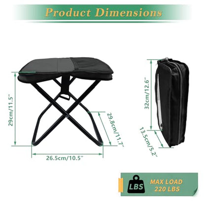 YANYUCB Portable Folding Chair,Ultralight Collapsible Stool,Camping Chair,Handbag Style Pocket Foldable Stool for Camping Travel Fishing Hiking and Outdoor Activities(Black) - color: Black