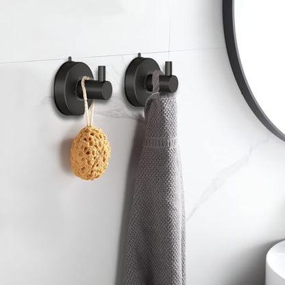 DGYB Suction Cup Hooks for Shower 4 Packs Black Towel Hooks for Bathrooms Wall Robe Loofah Hook for Hanging (NEW-Black 4Pcs) - color: NEW-Black 4Pcs