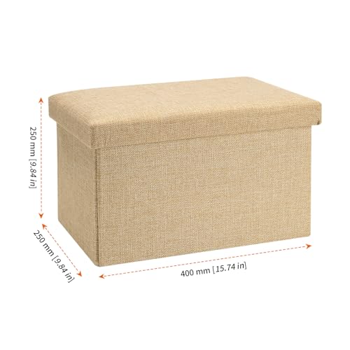 HOZEON 3 Pack 15.7 x 9.8 x 9.9 Inches Folding Storage Ottoman, Khaki Rectangle Footrest Seat, Multifunctional Foot Stool for Living Room, Office, Traveling, Fishing, Camping - color: Khaki