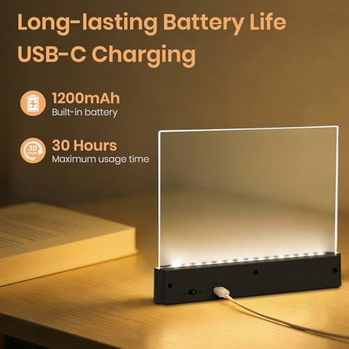 Book Light, Rechargeable Clear LED Flat Reading Light for Reading in Bed at Night with 3 Colors & Timer, Dimmable Full Page Panel Plate Lamp, Bookish Gifts for Readers Kids Women Men (Black) - color: Black