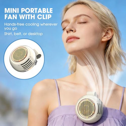 Portable Silent Mini Bladeless Fan Clip On, Mini USB Rechargeable 360° Rotatable Fan, 2026 New Adjustable 3-Speed Suspended Whirlwind Cooler Fans for Outdoor & Travel & Office (White) - color: White