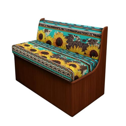NDISTIN Green Aztec Sunflower Camper Couch Cushion Covers Dinette 2Pcs RV Dinette Cushion Covers Booth Set with 1 Bench Cover & 1 Backrest Cover Rv Bench Seat Covers for Dinette - color: Green Aztec Sunflower