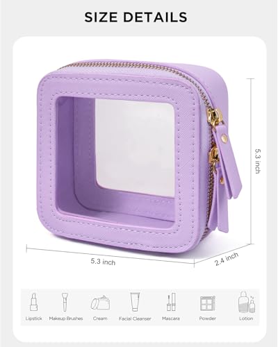LETGO Clear Makeup Bags, TSA Approved Toiletry Bag with Zipper, Mini Clear Makeup Organizer Fit Carry-on Travel Essentials,Clear Cosmetic Bags for Women Men (0-Mini-Purple) - color: 0-Mini-Purple