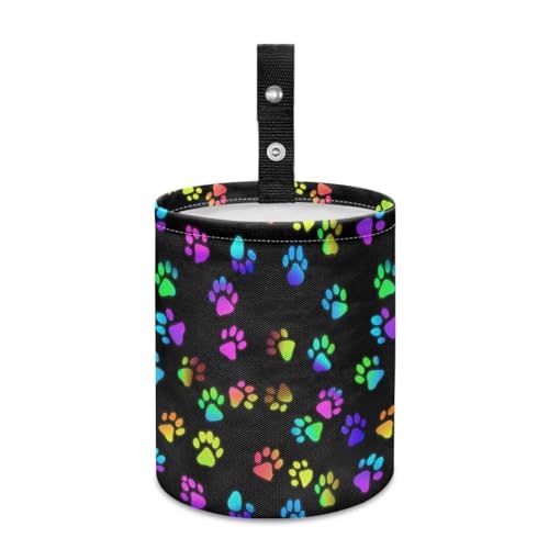 Renewold Waterproof Car Trash Can Multicolor Dog Paws Print Organizer Adjustable Foldable Garbage Can Multipurpose Trash Bin for Car Front and Back Seat Camping Picnicing Travel Beach Storage Bag - color: Multicolor Dog Paws