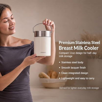 11oz Stainless Steel Breast Milk Cooler, 360° Cooling Gel Ring, 14-Hour Cold Storage, BPA-Free 11oz Bottle, Leak-Proof Portable Cooler for Half-Day Pumping, Work & Travel - size: Mini Cooler 11 Ounce