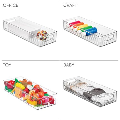 iDesign Slim Extra Long Clear Storage Bin | Narrow, Stackable, Kitchen or Pantry Organizer - size: 16 x 6 x 3, style: Pack of 1
