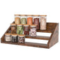 Spice Rack Organizer for Cabinet, Robust Wooden Display Riser Shelf Seasoning Organizer for Countertop Cupboard Pantry, Condiment Jar Kitchen Storage Holder Super Sturdy Stand, Rusitc Brown (3-Tier) - size: 3-Tier