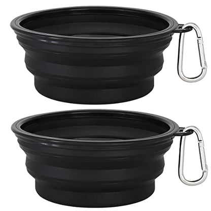 Kytely Large Collapsible Dog Bowls 2 Pack, 34oz Foldable Dog Travel Bowl, Portable Pet Water Food Bowl with Clasp, Pet Cat Feeding Cup Dish for Traveling, Walking, Hiking (Black+Black) - color: Black & Black