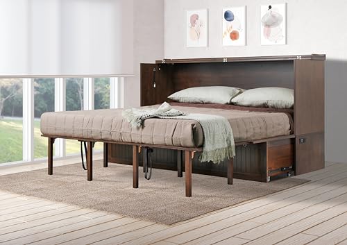 Mega Solutions Murphybedz Tuscany Murphy Cabinet Chest Bed with Charging Station 6 Inch (Tobacco, King) - color: Tobacco, size: King (U.S. Standard)