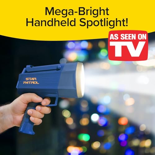 Star Patrol Mega-Bright Rechargeable Spotlight, AS SEEN ON TV, Tactical & Emergency Flashlight, 10 Modes, Turbo Boost Up to 100%, Built-in Kickstand & Phone Charger, for Camping, Emergencies, Walking - style: Star Patrol Basic