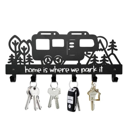Metal Camper Key Holder with 6 Hooks, 11.2 x 4.7 inches Camper RV Decor Rack Hanger, Camper Decorations and Accessories for Inside, Camper Storage and Organization