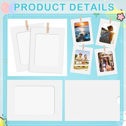 100 Pcs Paper Photo Frames 4x6 White Paper Picture Frame with 100 Clip 10 String Kit DIY Hanging Cardboard Photo Holder Graduation Wall Decor Wedding Home - color: White, style: Classic