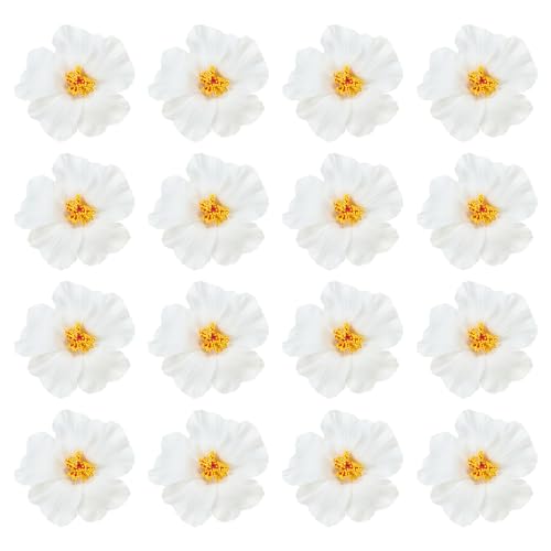 PATIKIL Hawaiian Hibiscus Flowers, 16 Pack Artificial Flowers Hair Clip DIY Foam Hibiscus Flower for Tabletop Decoration Party Favors Supplies, White - color: White
