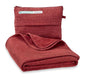 SAGEFINDS Airplane Travel Blanket | Compact Throw Blanket for Camping and Hiking | Converts into a Pillow | Travel Gift | Soft Jersey Knit | Fits in Backpack | Attaches to Luggage | Travel Essential - color: Red