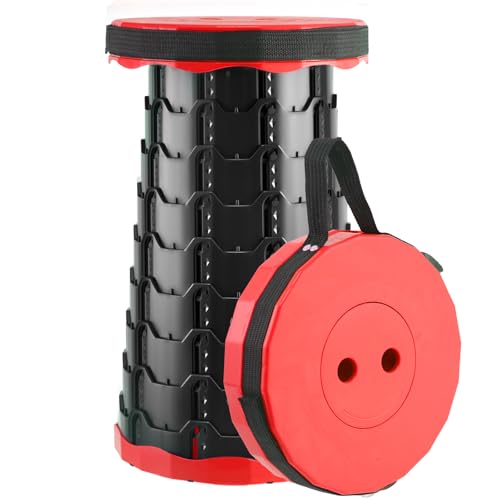 Doseno Upgraded Foldable Stool Thickened, Portable Collapsible Stool Retractable Stool for Fishing, Hiking Tours, BBQ, Parties, Outdoor Activities (Red, 1pack) - color: Red, size: 1pack