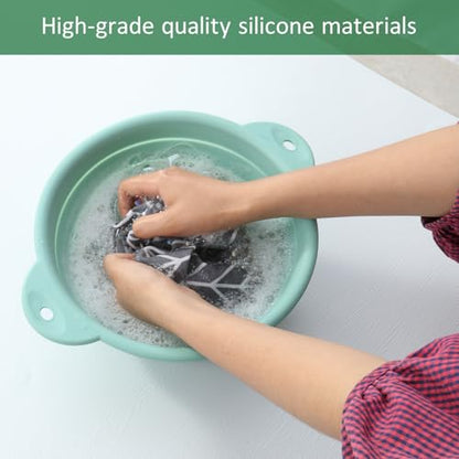 Collapsible Silicone Colander Bowl Set,BPA Free, Heat Resistant, Stainless Steel Nesting, Portable Washing Basket Strainer Drain Basin for Pasta, Vegetable and fruit, Kitchen, Camping, Hiking - color: Red+Green