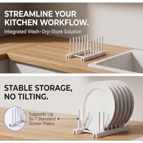 Rengue Dish Drying Rack, Stand, ABS Material, Space Saving, 17x12x9.5cm, Grey and White Dish Drying Rack, Removable Plate Draining Nan Kitchen (White) - color: White