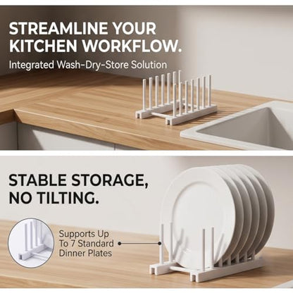Rengue Dish Drying Rack, Stand, ABS Material, Space Saving, 17x12x9.5cm, Grey and White Dish Drying Rack, Removable Plate Draining Nan Kitchen (White) - color: White