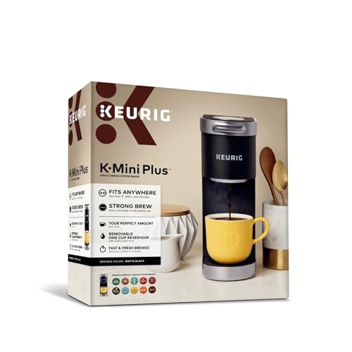 Keurig K-Mini Plus Single Serve K-Cup Pod Coffee Maker, with 6 to 12oz Brew Size, Stores up to 9 K-Cup Pods, Travel Mug Friendly, Matte Black - color: Matte Black
