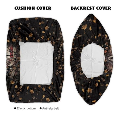 Deer Skull Maple Leaf Print 2 Pcs RV Dinette Cushion Covers Thickened Camper Seat Covers Dinette Booth Stretch Loveseat Sofa Chair Cover Furniture Protector for RV Camper Car Bench - color: Deer Skull Maple Leaf