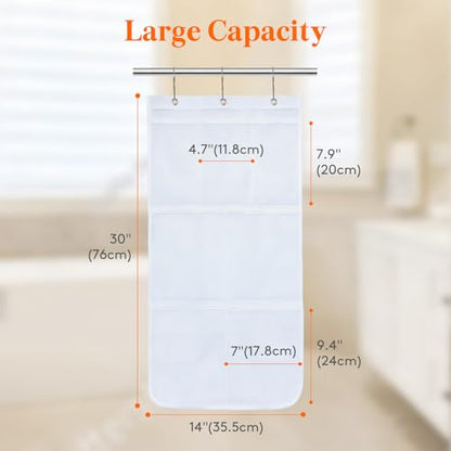 Lifewit Cruise Essentials Shower Caddy Must-Have, 7 Pockets Hanging Bathroom Organizer with Quick-Dry Mesh, Portable Shower Bag to Storage Soap, Shampoo, for RVing, Travel, Camping, White, 1 Pack - size: 14" x 30"