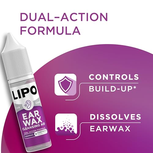 LIPO Earwax Removal Kit - Ear Wax Removal Drops with Bulb Syringe & Ear Plugs - Ear Cleaning Kit for Clogged Ears - Peroxide-Free, Gentle Ear Care for Daily Ear Hygiene & Wax Build-Up Removal