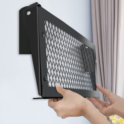 Floating Wall Shelves Set of 2, Black Floating Shelves,Wall-Mounted Bookshelf,Mesh Panel, Used in Living Room, Kitchen, Bathroom, Garage,Folding with Hooks.