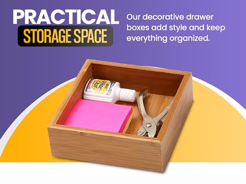 YBM HOME Bamboo Drawer Organizer Storage Box for Kitchen Drawer, Junk Drawer, Office, Bedroom, Children Room, Craft, Sewing, and Bathroom, 2 Pack 10x14x2 inch - size: 10x14x2 inch ( Pack of 2 )