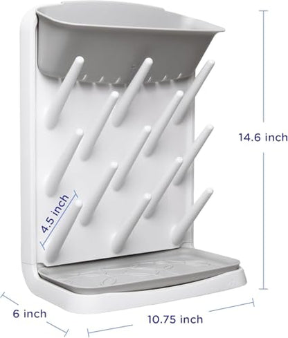 Ubbi Vertical Baby Bottle Drying Rack, Space Saving Countertop Bottle Dryer with Tray, Baby Bottle Organizer for Pump Parts, Pacifiers & Accessories, Dishwasher Safe, Gray - color: Gray Vertical Drying Rack