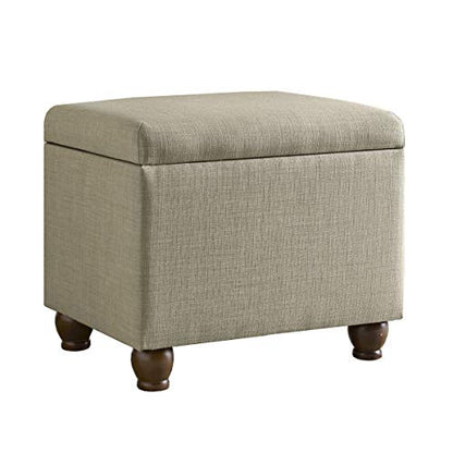 HomePop 22" Medium Rectangular Storage Ottoman - Tan Linen - color: Tan Linen