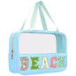 Beach Bags Chenille Letter Patch Clear Beach Bag for Travel Preppy Cosmetic Bags Clear Snacks Pouch with Zipper Toiletry Bags for Traveling Women Travel Bags for Toiletries - color: Blue-Beach