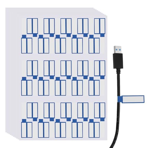 uxcell 300 Pcs Cable Labels, Waterproof Wire Cord Labels Tags, Cord Organizer Management Tags for Charger Cable Organizer Wire Markers Printer, Blue - color: Blue