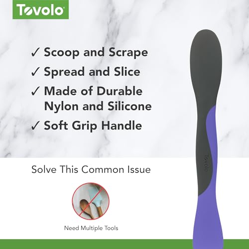 Tovolo Scoop and Spread Large Dual End Peri Purple and Charcoal Gray Silicone Sandwich Spreader Tool with Nylon Handle, BPA Free Dishwasher Safe Silicone and Nylon Tool for Spreading and Scooping - color: Very Peri & Charcoal, size: Large