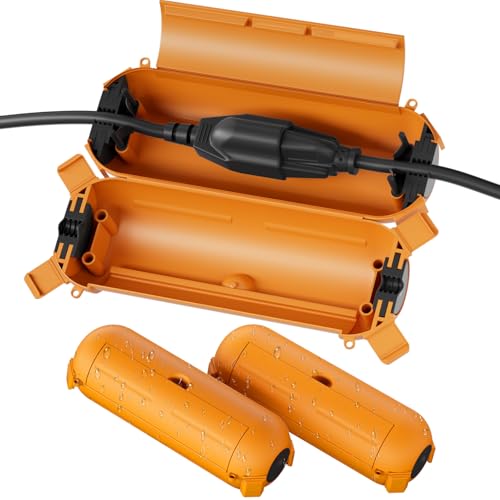 Flemoon [3 Pack] Outdoor Extension Cord Safety Cover with Waterproof Seal, Weatherproof Electrical Connection Box to Protect Outdoor Outlet, Plug, Socket, Christmas Holiday Decoration Light, Orange - color: Orange, size: Small Box: 5.3" L x 2" W x 2" H