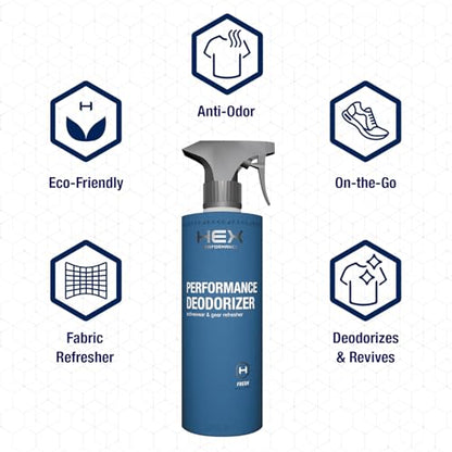 HEX Performance Deodorizing Spray, Fresh, 44oz (Pack of 2) - Awesome for Shoes, Gear, Activewear & Fabrics, Yoga Mats & Gym Equipment, Carpet, Pets, Odor Eliminator & Fabric Refresher Spray - size: 22 Fl Oz (Pack of 2)