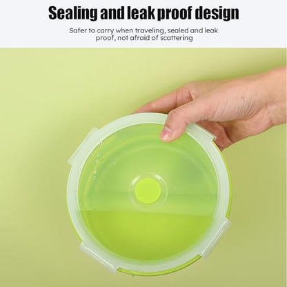 RoseFlower 4PCS Collapsible Bowl Sets, Portable Round Silicone Collapsible Bowls for Camping, Camping Dishes with Lids for Dishwasher, Freezer, Microwave Safe Containers, Camping Essential