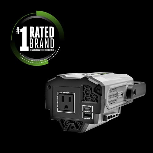 EGO POWER+ Portable Inverter, 180W, Power Inverter Generator, Quiet, Battery and Charger Not Included - PAD1800 - style: 180W w/USB A+C (No Battery/Charger)