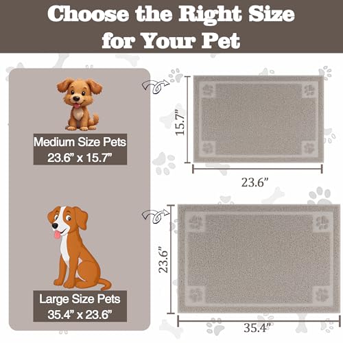 Darkyazi Pet Feeding Mat Large for Dogs and Cats,24"×16" Flexible and Easy to Clean Feeding Mat,Best for Non Slip Waterproof Feeding Mat. (Gray Sand) - color: Gray Sand