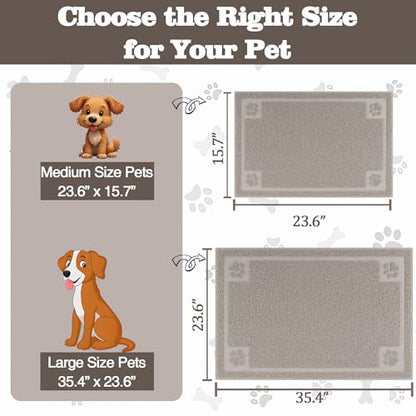 Darkyazi Pet Feeding Mat Large for Dogs and Cats,24"×16" Flexible and Easy to Clean Feeding Mat,Best for Non Slip Waterproof Feeding Mat. (Gray Sand) - color: Gray Sand