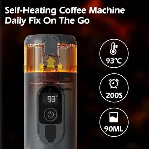 Portable Electric Espresso Machine, 20 Bar Self Heating Small Travel Car Coffee Maker Compatible with Ground Coffee & NS Capsule for Camping RV Hiking Office(Grey)